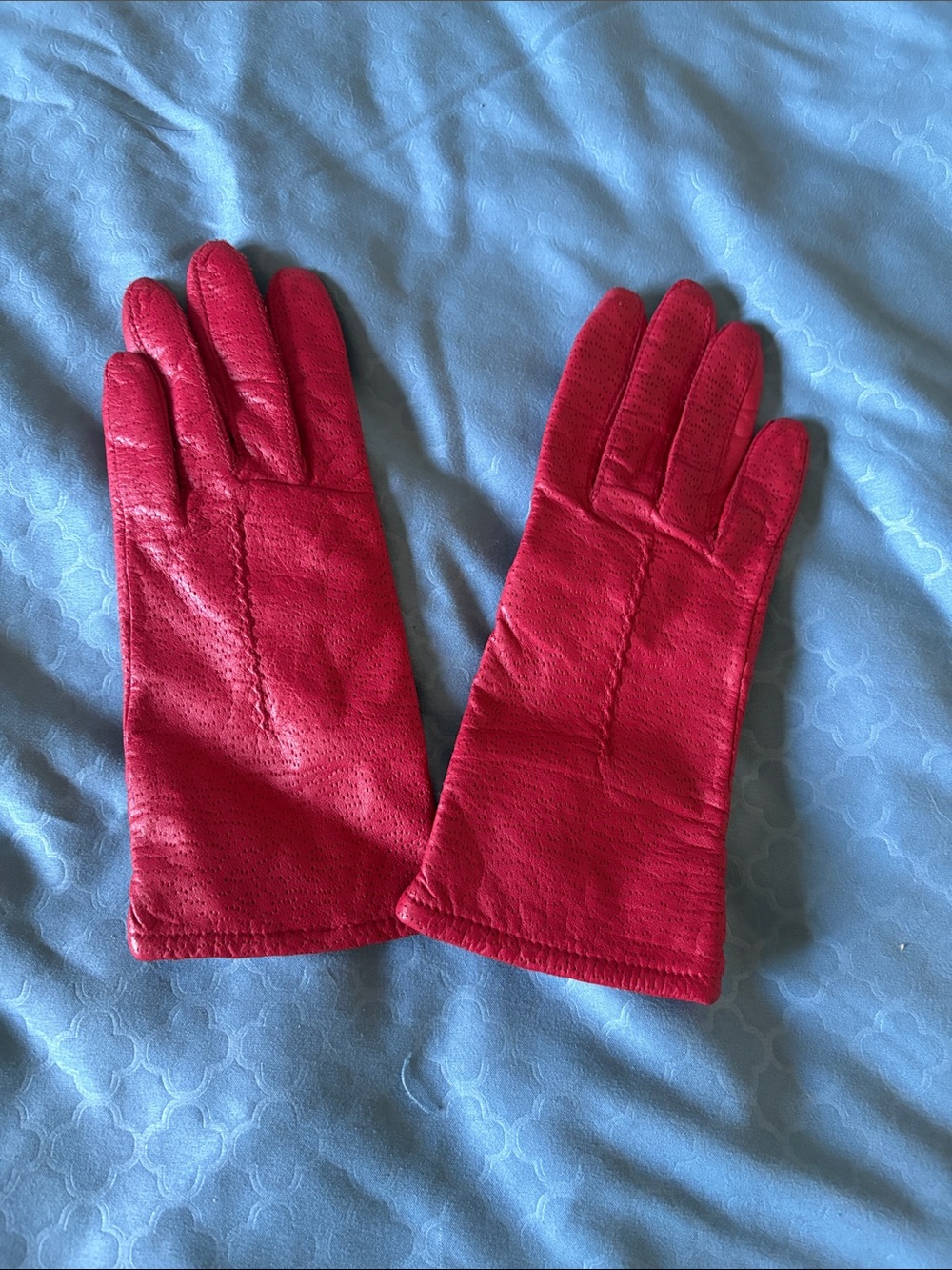 Women's Red Leather Gloves - Classic Winter Accessory